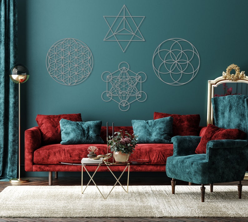 Sacred Geometry Metal Wall Art Set of 4 Home Meditation Metal - Etsy