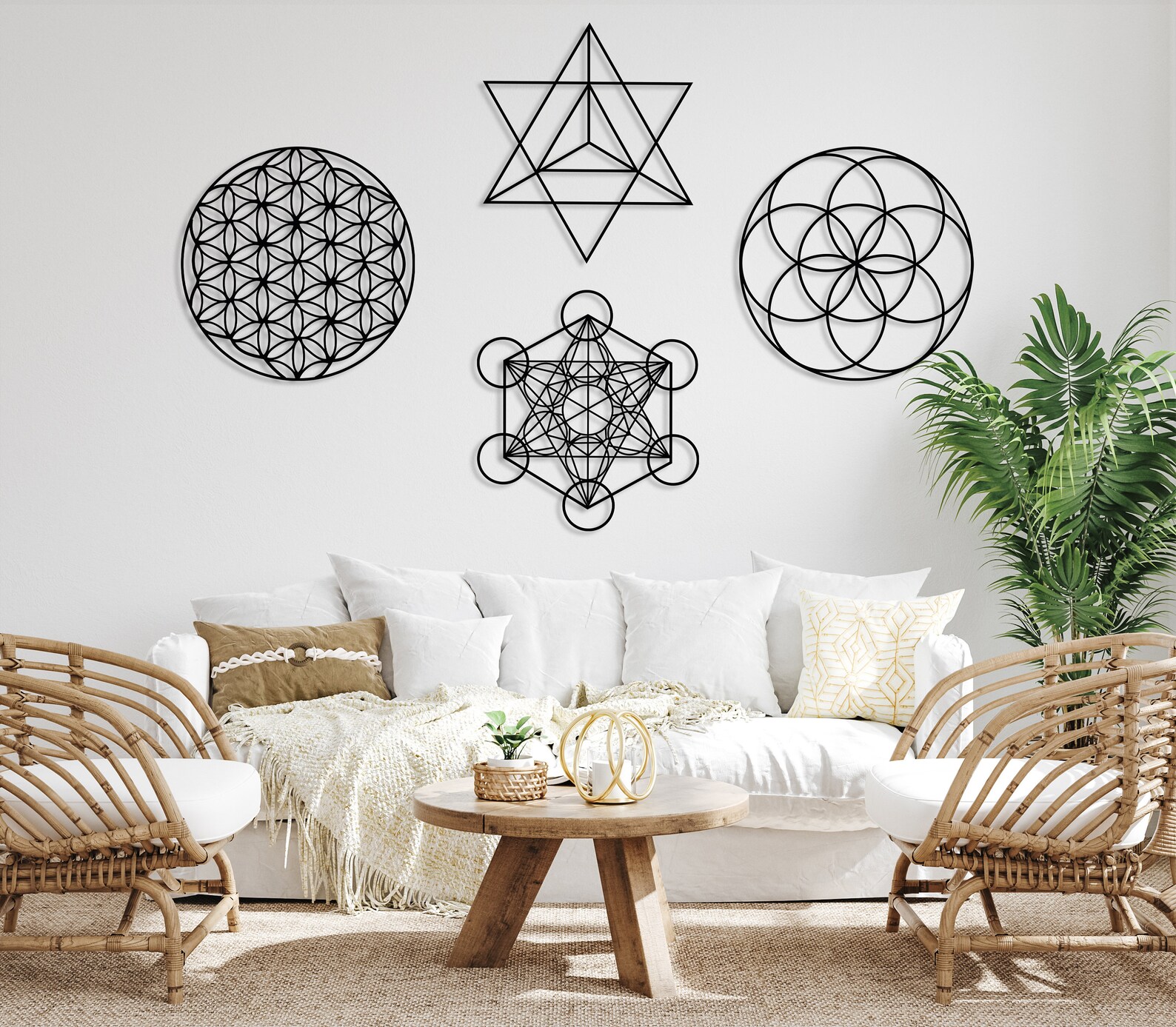 Sacred Geometry Metal Wall Art Set of 4 Home Meditation Metal - Etsy