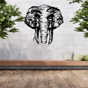 Elephant Tree Metal Wall Art, Safari Animals Wall Decor, Africa Wall Art, Livingroom Wall Hanging, Outdoor Metal Wall Art,Wildife Lover Gift image 8