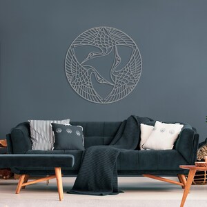 Birds Boho Metal Wall Art, Steel Birds Art Decor, Living Room Wall Art,Modern Home Decor,Office Wall Decor,Housewarming Gift,Bird Lover Gift Silver