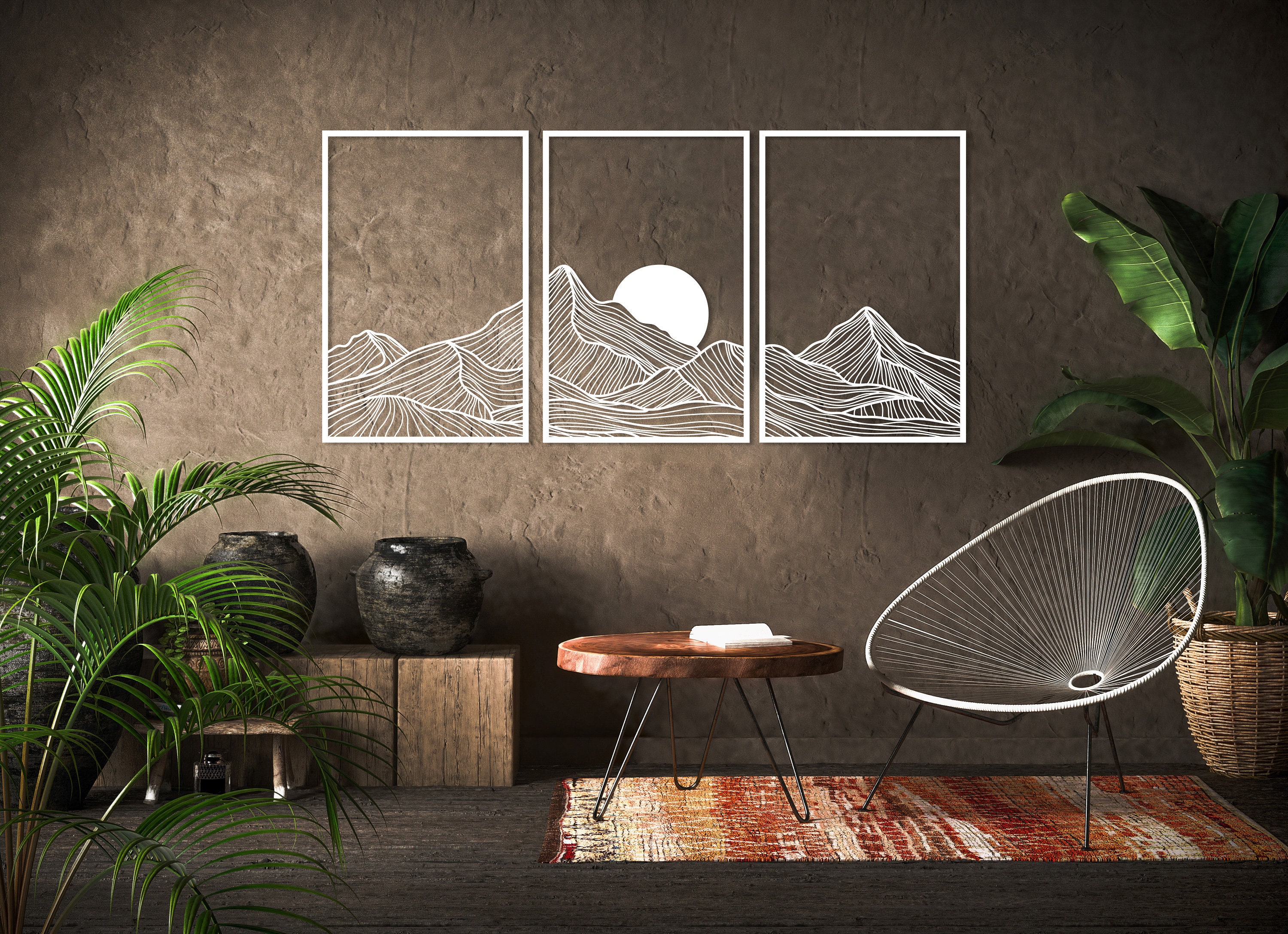 Mountain and Sun Wall Art Set