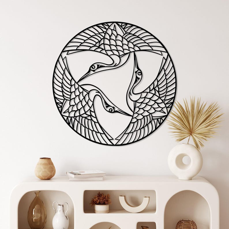 Birds Boho Metal Wall Art, Steel Birds Art Decor, Living Room Wall Art,Modern Home Decor,Office Wall Decor,Housewarming Gift,Bird Lover Gift Black