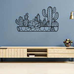 Cactus Metal Wall Decor, Metal Cactus Decor, Large Metal Wall Art, Cactus Sign, Living Room Decoration, Wall Hangings, Housewarming Gift image 3