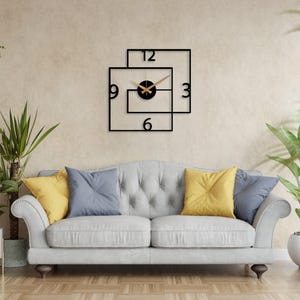 Modern Black Large Wall Clock, Geometric Design Wall Clock,Unique Silent Clock,Horloge Murale , Wall Clock Art,Housewarming Gift Home Decor image 5