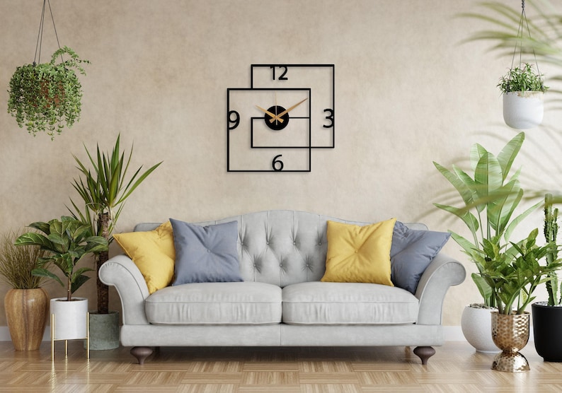 Modern Black Large Wall Clock, Geometric Design Wall Clock,Unique Silent Clock,Horloge Murale , Wall Clock Art,Housewarming Gift Home Decor image 5