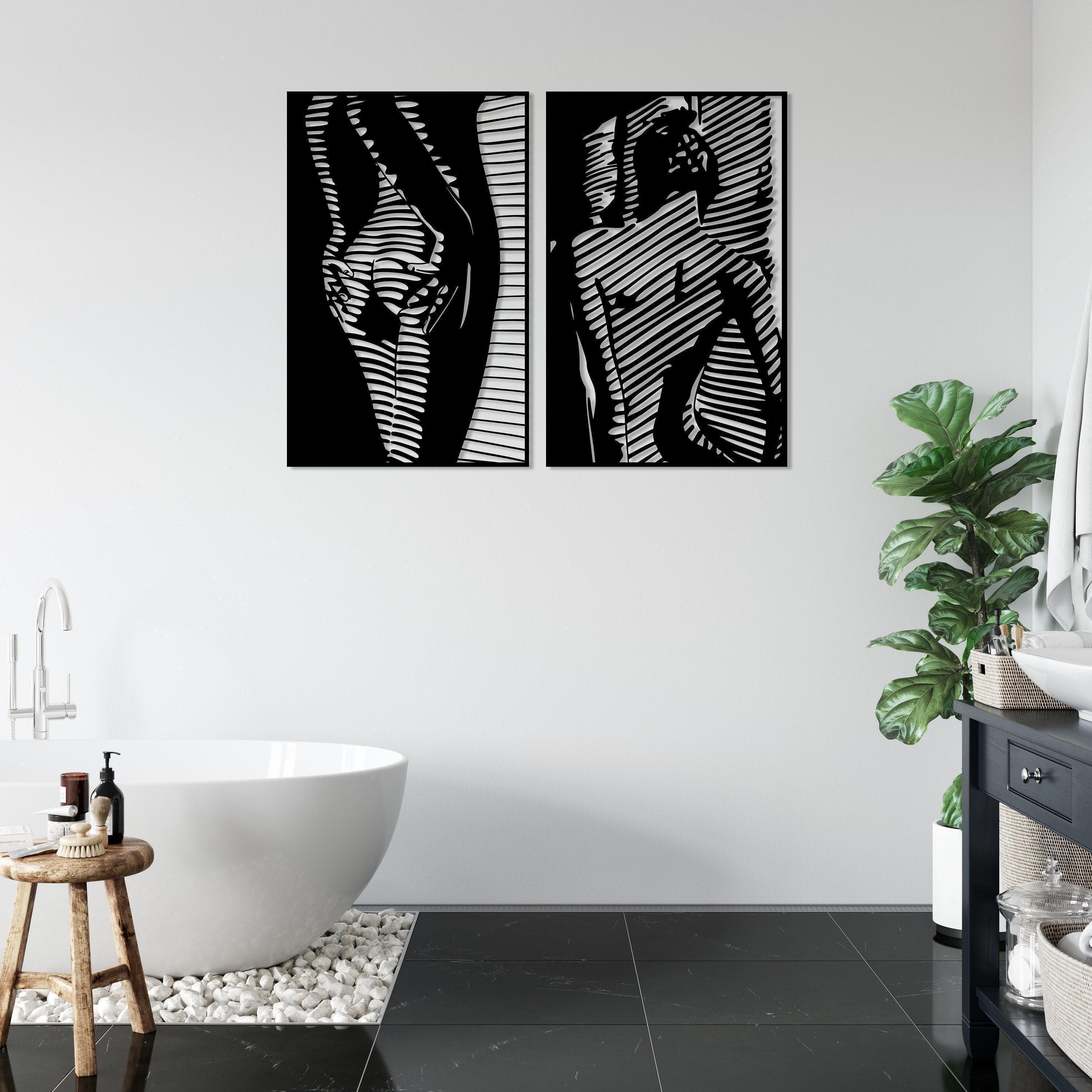 Female Body Metal Wall Art Set of 2, Naked Woman Body Wall Decor ...
