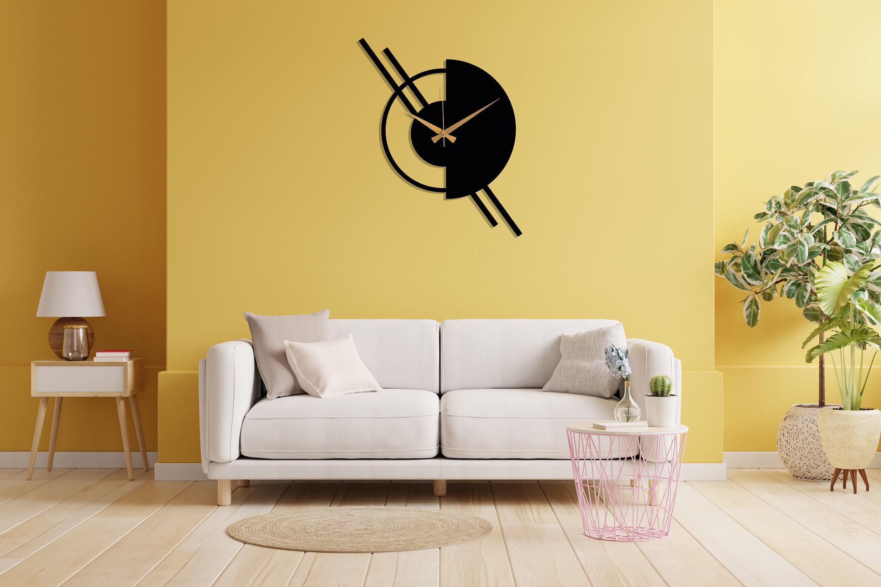 Modern Metal Wall Clock Decor, Black Minimalist Large Design Clock ...