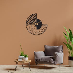 Minimalist Modern Large Wall Clock, Black Unique Design Oversize Clock, Wanduhr Modern Home Metal Wall Art Horloge Murale, Metal Wall Clock image 6