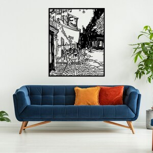 Cafe Terrace at Night Large Metal Wall Art, Van Gogh Wall Decor Artwork, Modern Living Room Wall Art, Unique Above Bed Decor, Art Lover Gift image 3