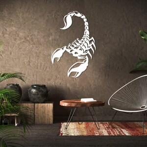 Metall Skorpion Wandkunst, Wildlife Wanddekor, großes Skorpion Dekor, Tier Wandkunst, Naturliebhaber Geschenk, Gothic Dekor, Entomologie Dekor Geschenk White