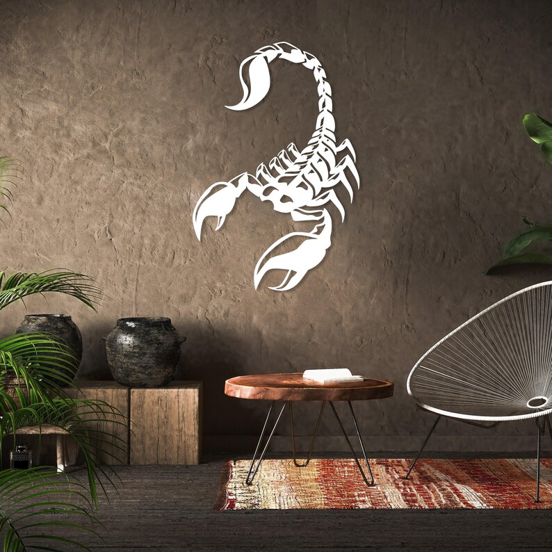 Metall Skorpion Wandkunst, Wildlife Wanddekor, großes Skorpion Dekor, Tier Wandkunst, Naturliebhaber Geschenk, Gothic Dekor, Entomologie Dekor Geschenk White