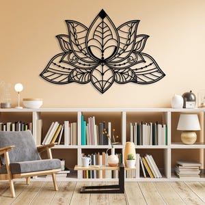Mandala Metal Wall Art, Lotus Flower Metal Wall Decor, Gold Bedroom Wall Decor, Lotus Yoga Wall Art, Above Bed Decor, Living Room Wall Art image 6