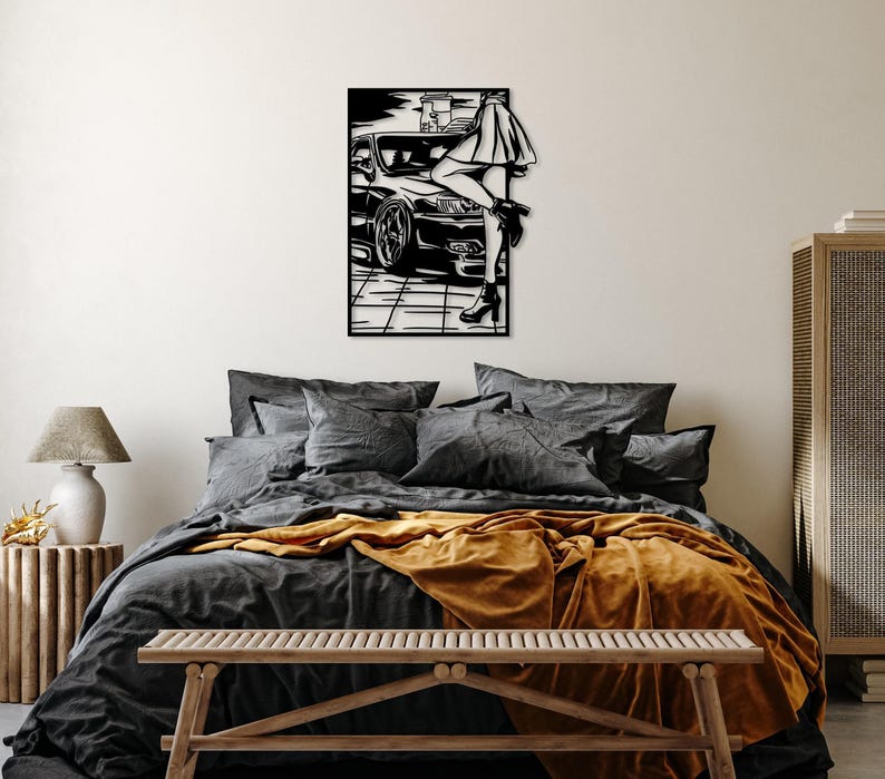 Car Art Metal Wall Decor, Female Body Metal Wall Art, Racing Automotive Lover Gift for Men, Car Guy Gift,Woman Body Feminine Wall Art image 5