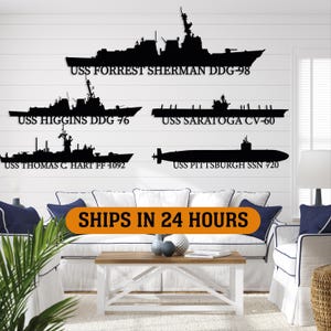 Personlig metallväggkonst för amerikanska flottfartyg, dekoration för flottans fartyg, present till marinveteraner, metallskylt för slagskepp, militär present, metalldekoration för flottan