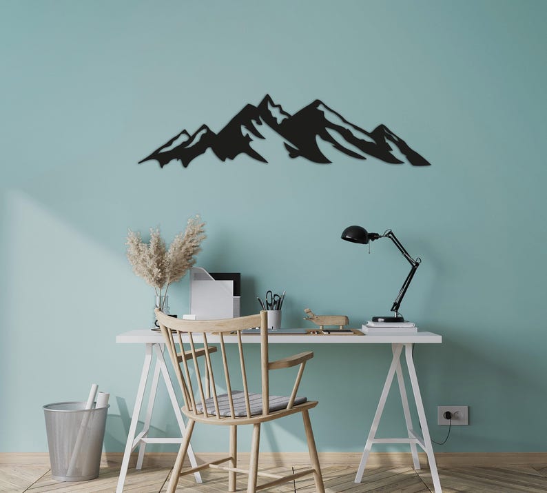 Mountain Wall Art, Large Mountain Wall Art, Mountain Metal Wall Art, Nature Mountain Metal Decor, Hill Metal Decor, Fireplace Metal Wall Art image 2