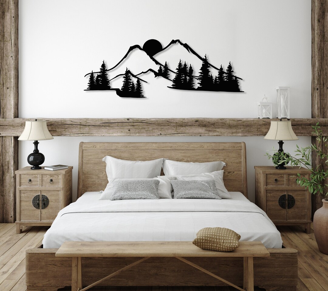 Mountain Forest Metal Wall Art Decor, Extra Large Mountain Nature Wall Decor, Hill Mountain