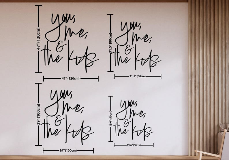 You Me and the Kids Wall Sign, Cursive Family Sign, Family Gift, Boho Home Decor, Minimalist Living Room Art, Quote Decor, Bedroom Wall Sign image 9