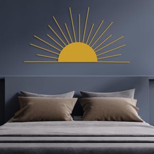 Sun Metal Wall Art, Sun Boho Wall Art, Minimalist Sun Lovers Gift, Gold Sunrise Home Decor, Sun Home Decor Gift Idea, Modern Metal Sun Art image 7