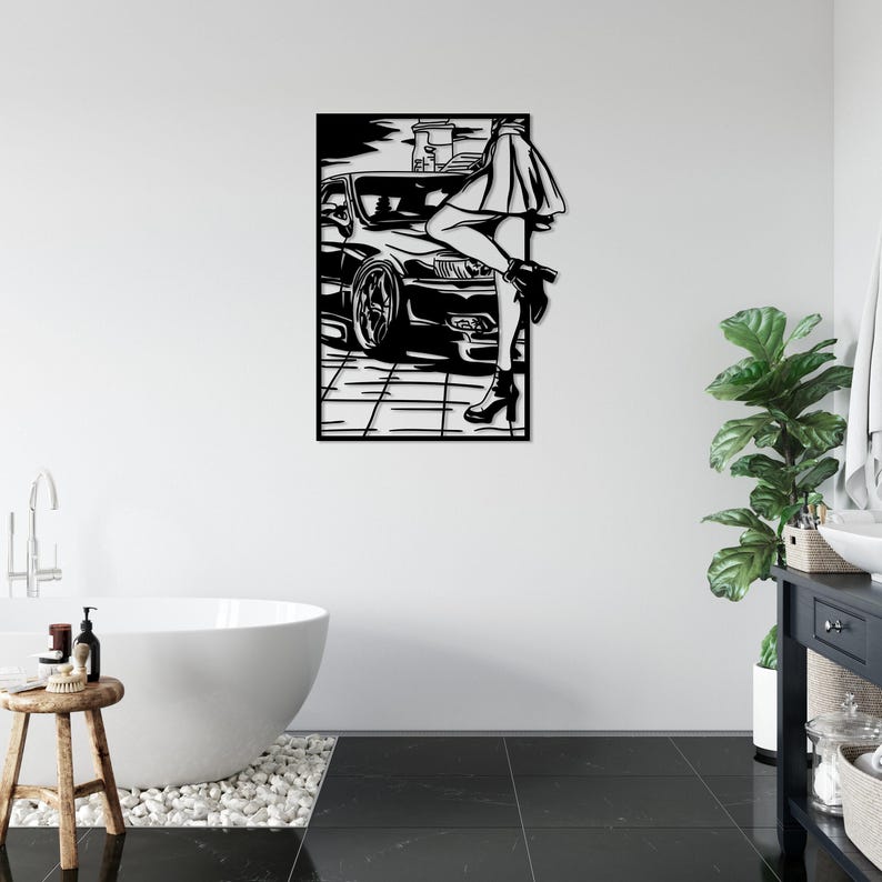 Car Art Metal Wall Decor, Female Body Metal Wall Art, Racing Automotive Lover Gift for Men, Car Guy Gift,Woman Body Feminine Wall Art image 7