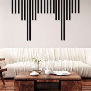 Metal Stripes Wall Decoration Set of 30, Modern Minimalist Design Living Room Art, 30 Pieces Wall Art, Unique Home Decor, Housewarming Gift Black