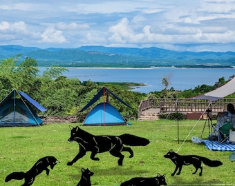 Decoración de jardín de zorro de metal con estacas, arte de animales para jardín, decoración de patio, decoración de zorro de acero, jardín al aire libre, regalo de decoración del hogar, letrero de jardín discreto