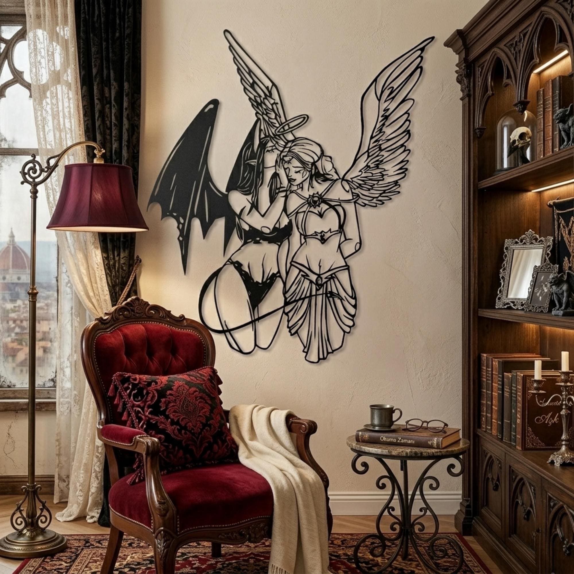 Angel and Devil Metal Wall Art, Angel and Devil Lover Gift, Above
