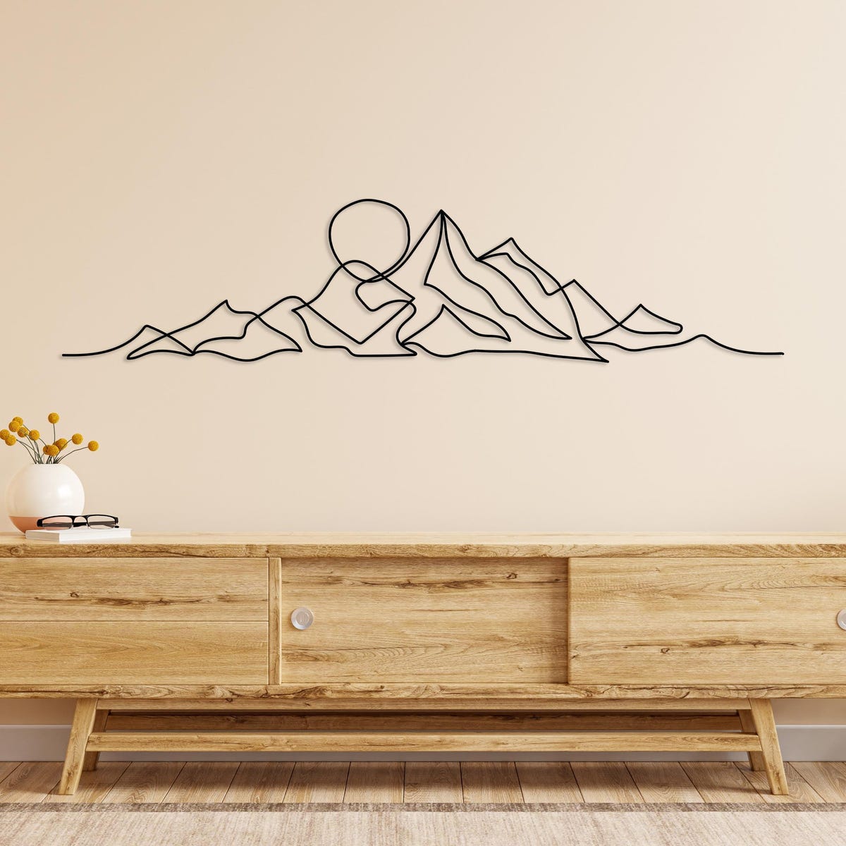 Mountain Wall Art 37"x9" in Black