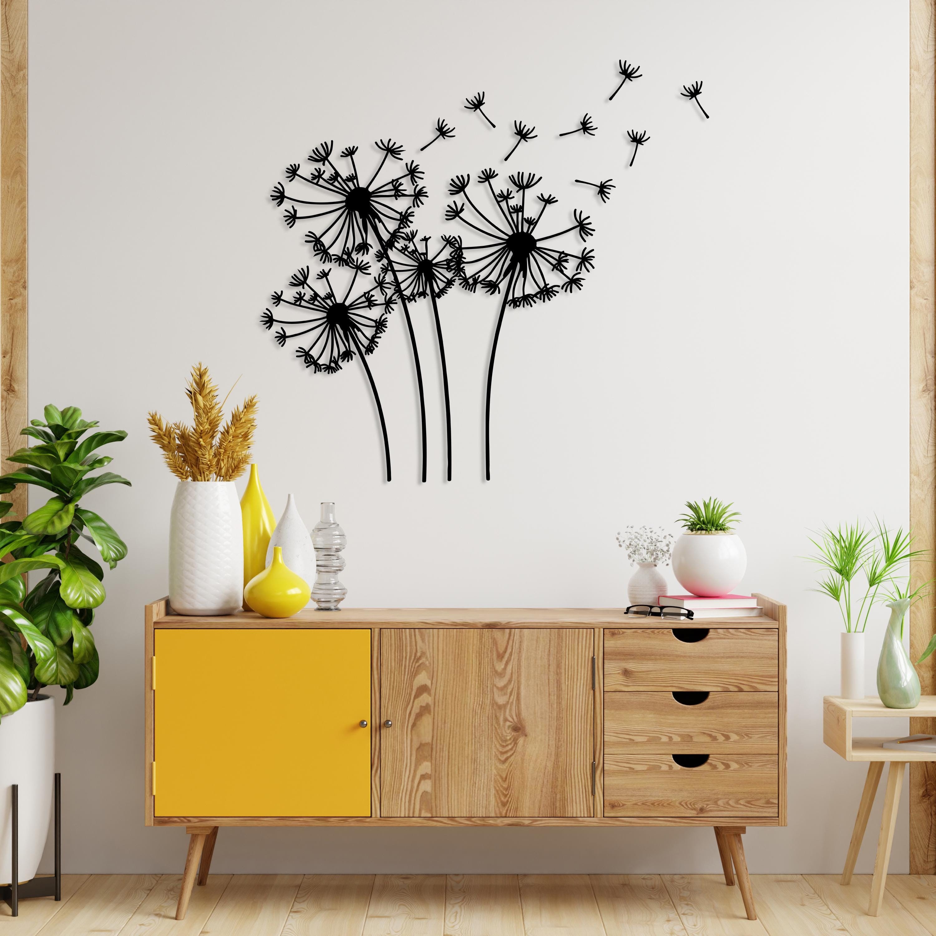 Dandelion Flower Metal Wall Art, Flower Garden Decor, Pusteblume Decor,Flower Lovers Gift,Dandelion Flowers Flying Seeds Wall Decor,Mom Gift