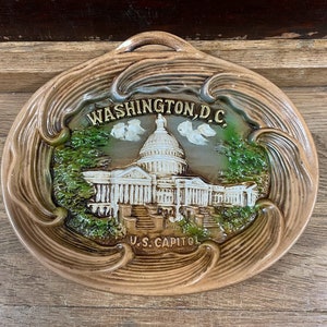 ヴィンテージ ワシントン DC 米国議会議事堂 セラミック 3D お土産プレート プラッター 壁掛け