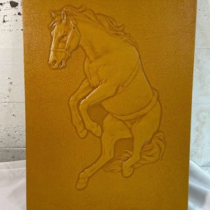 1966 Santa Clara CA Redwood Yearbook Cover Proof Embossed Leather Rearing Horse