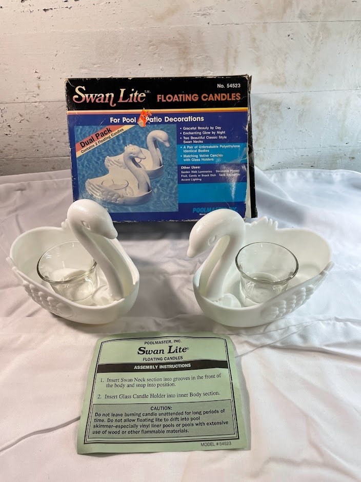 Poolmaster Swan Lite Floating Votive Candle Holders Pair Plastic