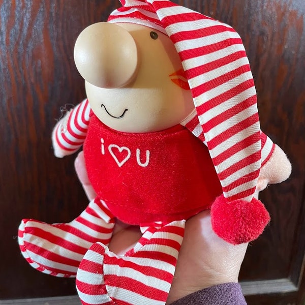 Vintage Ziggy Tom Wilson 1989 I Love You Red Striped Stuffed Plush Valentine