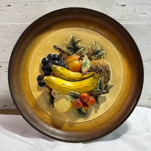 Napcoware Japan Ceramic Relief 3 Dimensional Fruit Bunch Wall Hanging Kitschy