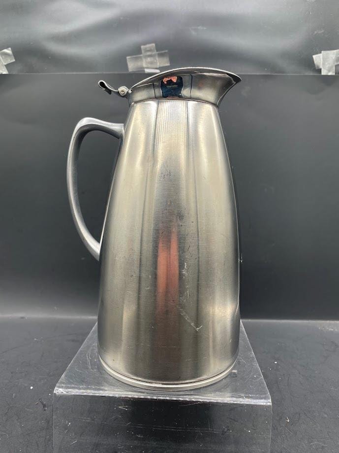 Vintage Stainless Insulated Silver Brit. Design Carafe Coffee
