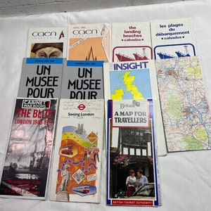 Lot von 11 VintageVereinigtes Königreich-Touristenkarten-Broschüren Frankreich-Großbritannien