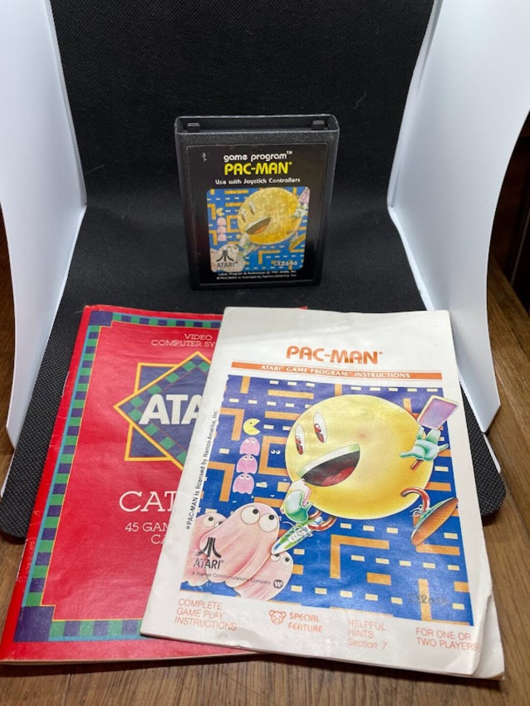 Vintage 1981 Pac Man Atari Game Cartridge With Manual and Atari Catalog