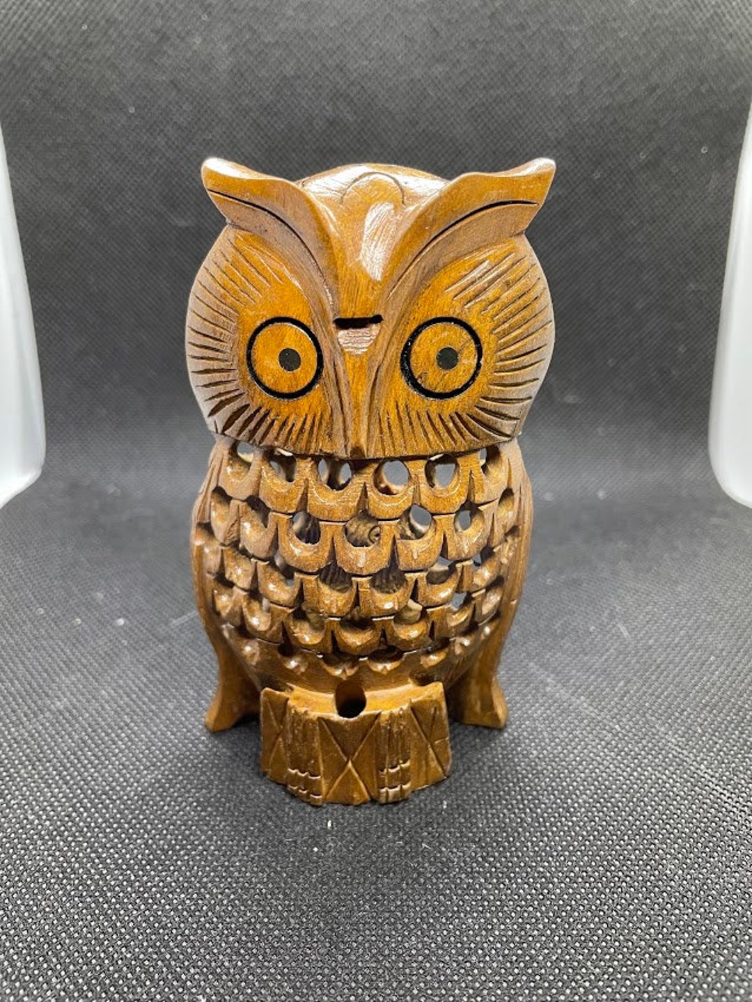 Vintage Carved Wooden Owl With a Tiny Owl Inside - Etsy