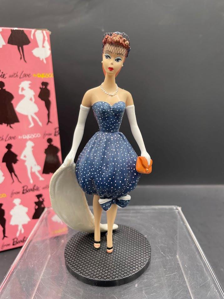 1993 Enesco Barbie Gay Parisienne Resin Figurine #353655 Blue