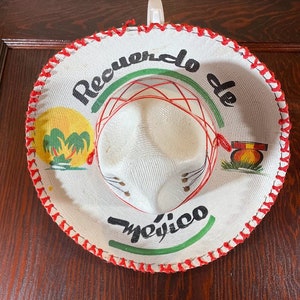 Vintage Sombreros Selene Calidad Painted Souvenir of Mexico Small Sombrero