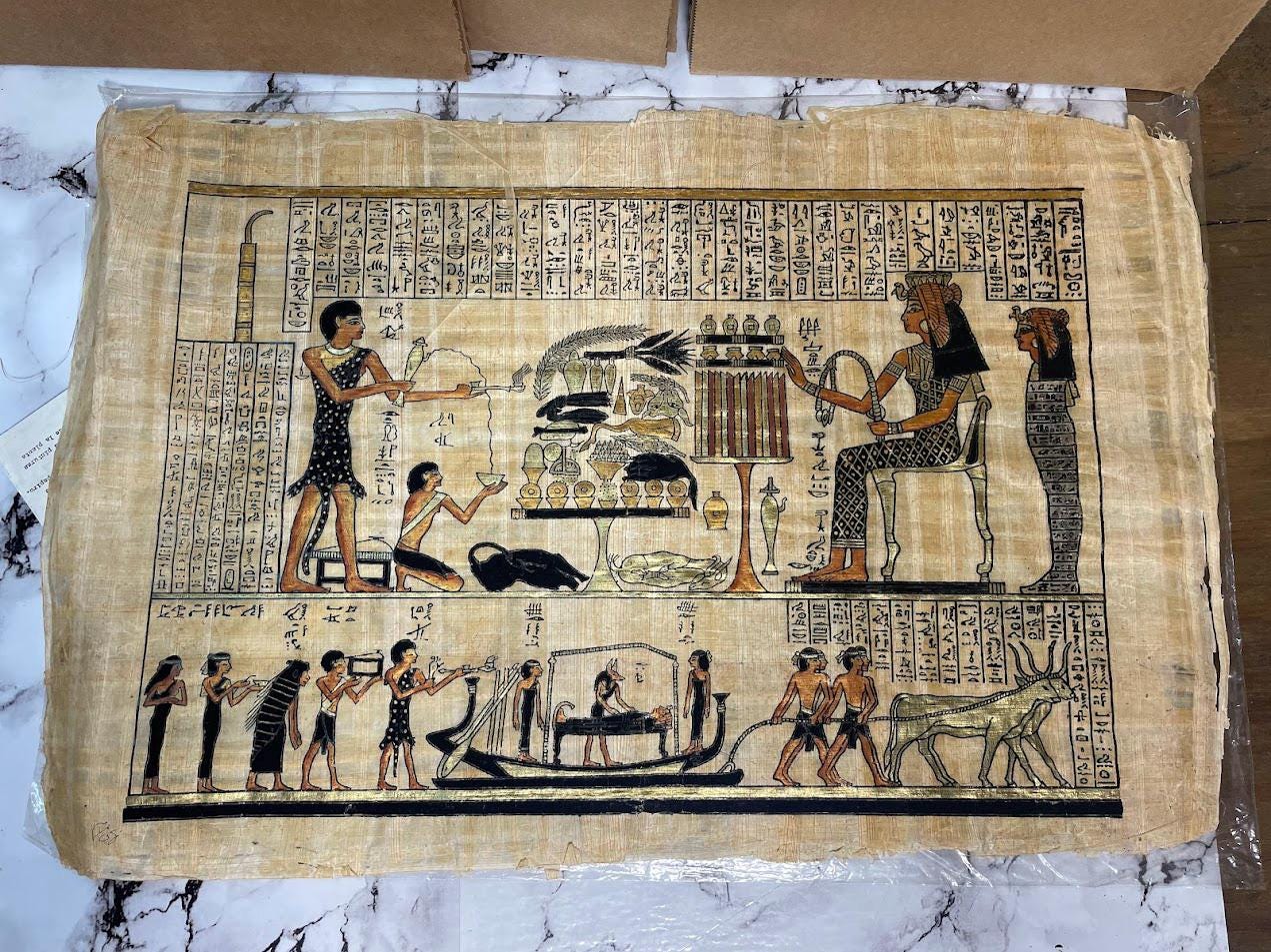 カルナックギャラリー エジプトのパピルス紙 手描きサイン入り