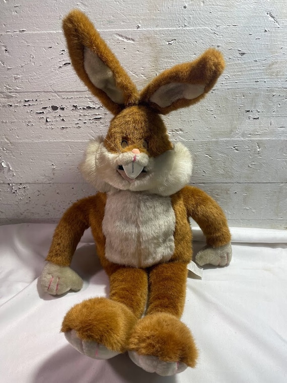 Vintage Plush Green Trading Sonic Snoring Rabbit Bunny Eyes Open
