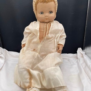 1940s Effanbee Composite Baby Doll Sweetie Pie Blue Eyes Heavily Crazed READ