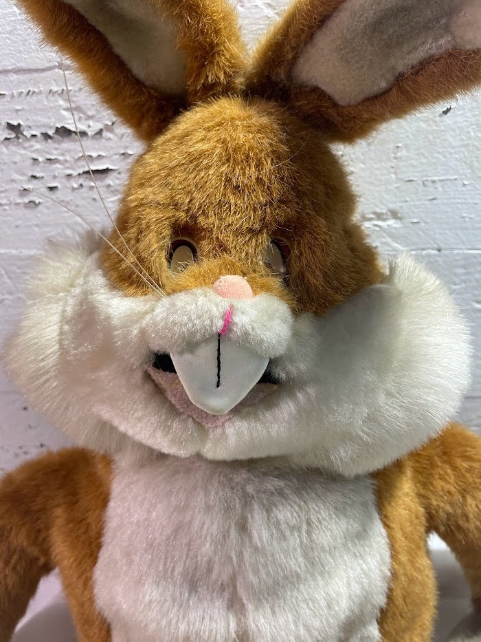 Vintage Plush Green Trading Sonic Snoring Rabbit Bunny Eyes Open