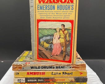 Lot of 6 Vintage Western Pocket Paperback Books Various Authors Cowboy