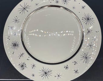 Fine Arts Fine China Romance of the Stars Dinner Plate Black White Atomic Star