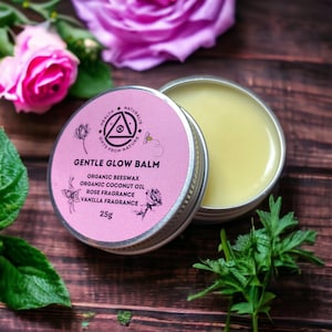 Rose and Vanilla | Gentle Glow Natural Beeswax & Coconut 25g Handmade Balm |Moisturise and Protect | Hands,Feet,Elbows, Knees