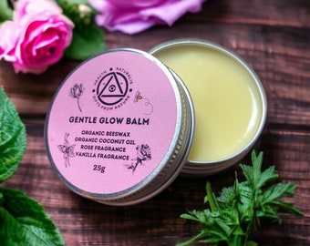 Rose and Vanilla | Gentle Glow Natural Beeswax & Coconut 25g Handmade Balm |Moisturise and Protect | Hands,Feet,Elbows, Knees