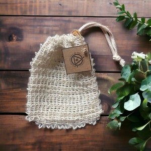 Natural Wooden Beaded Sisal Soap Saver/ Wash Bag - 13.5cm Cleanse and Exfoliate