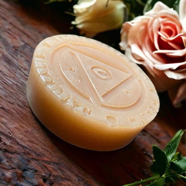 Patchouli & Rose Soap with Bergamot, Pink and White Clay Handmade Large Round Soap Bar