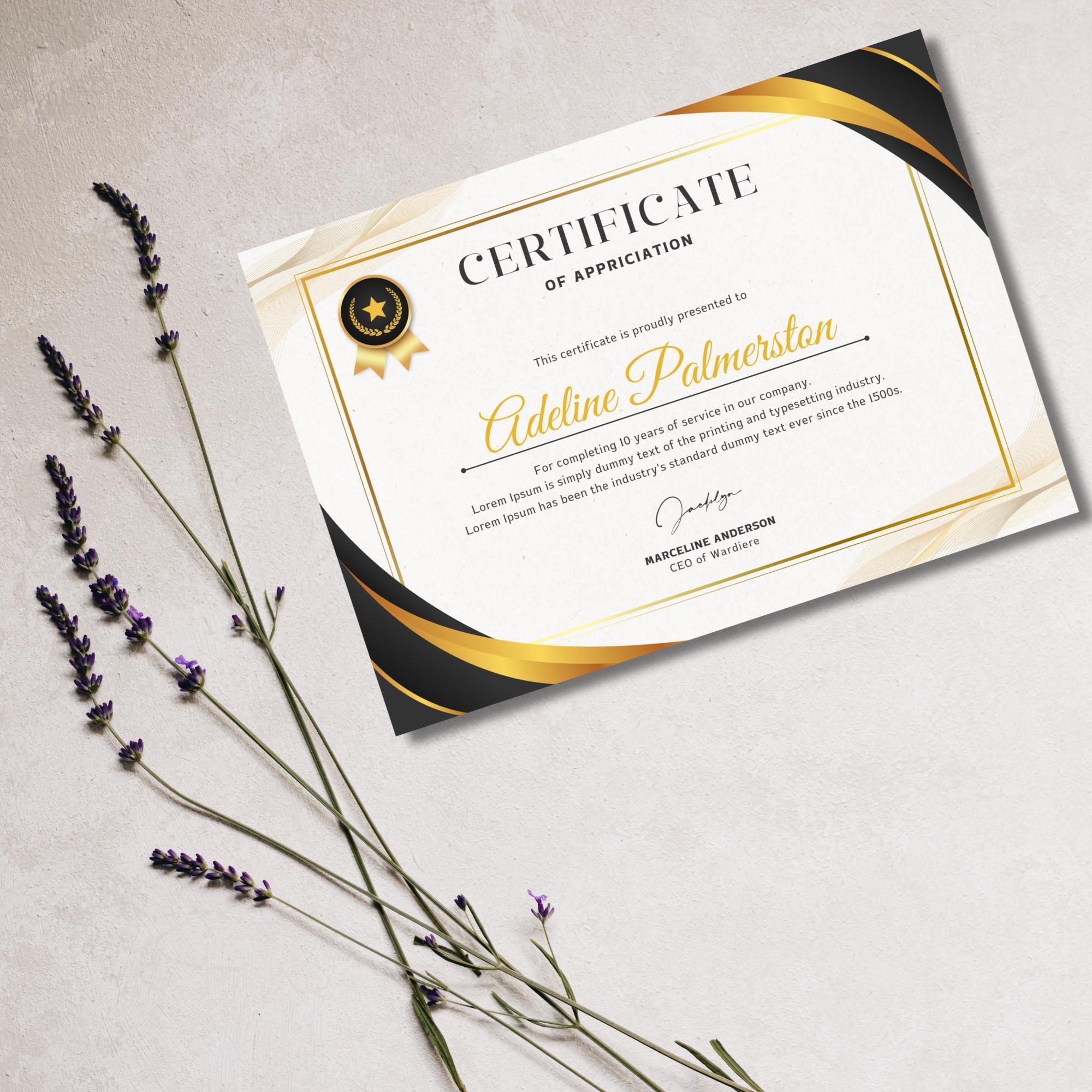 Editable 10 Years of Service Certificate Appreciation Template Elegant ...